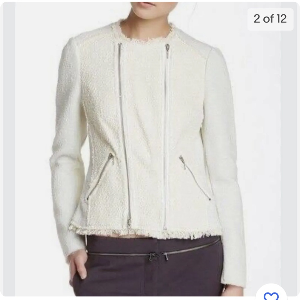 Rebecca Taylor Ivory Tweed Peplum Jacket Size 0.  Good condition
